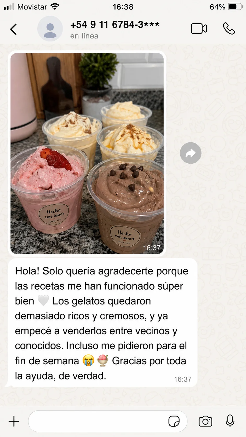 Testimonio real por WhatsApp de cliente 2